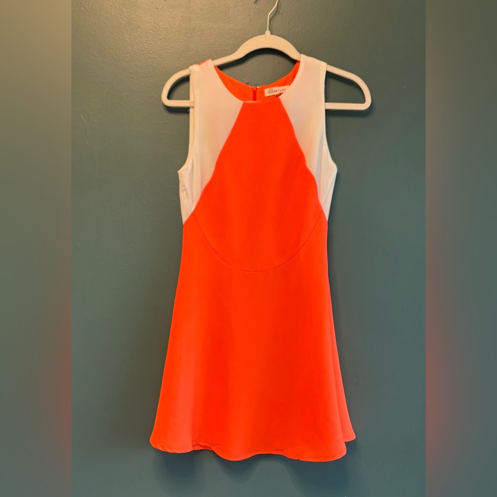 Sugarlips Bright Orange and White Sleeveless A-Line Dress NWT Pls READ!